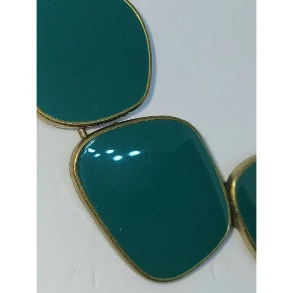 Lia Sophia Amazonia Gold Tone Green Enamel Statement Bib Necklace 22-25" - Picture 2 of 10